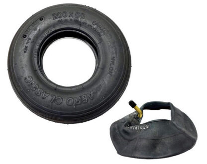 Deli 200x50 (7 X 1 3/4) Wheelchair Tyre Tube – 90° Angled Valve, Direction Of Travel, Black Rubber